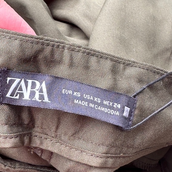 Zara Wide Leg Culotte Olive Colored Pants Size XS - Picture 3 of 7